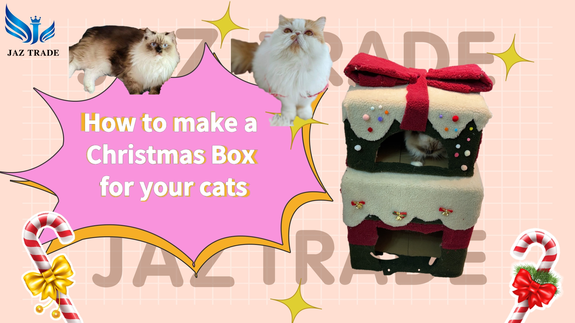 How to make a Christmas house for your cats?|DIY Christmas cat house. |Cardboard House for cats